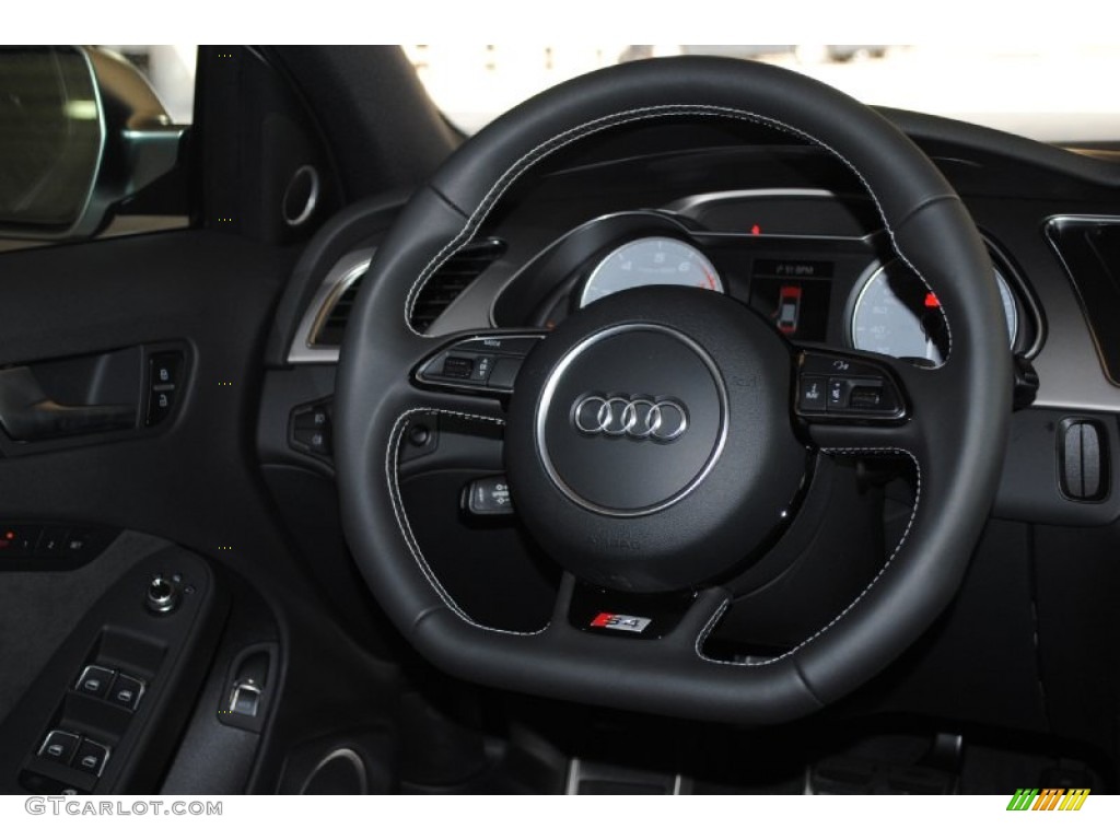 2013 Audi S4 3.0T quattro Sedan Black Steering Wheel Photo #76306793