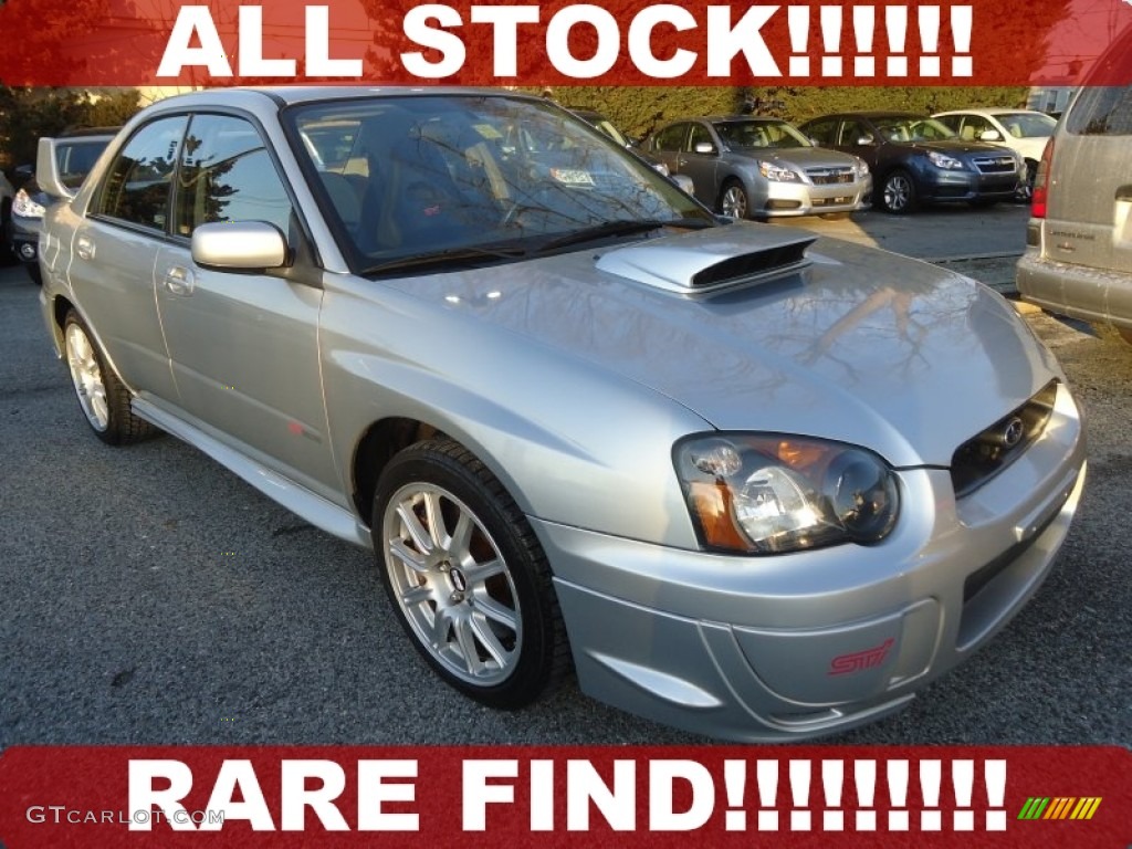 2005 Impreza WRX STi - Crystal Grey Metallic / Black/Blue Ecsaine photo #1