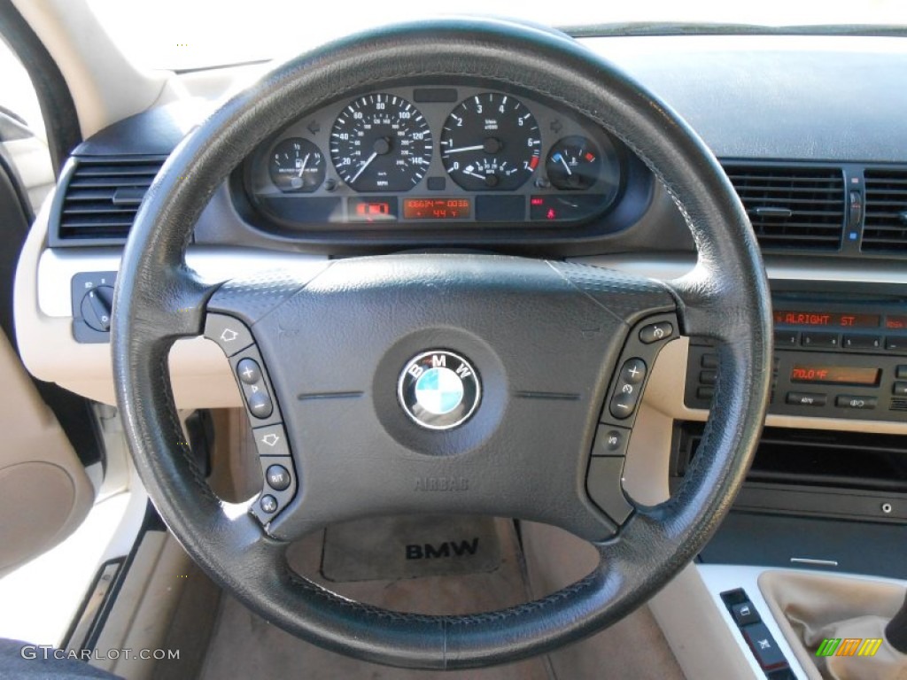2004 BMW 3 Series 325i Wagon Sand Steering Wheel Photo #76308698