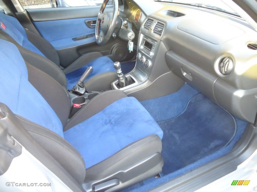 Black/Blue Ecsaine Interior 2005 Subaru Impreza WRX STi Photo #76309019