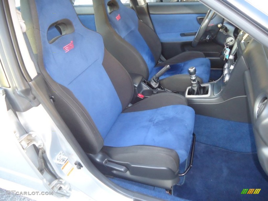 Black/Blue Ecsaine Interior 2005 Subaru Impreza WRX STi Photo #76309028