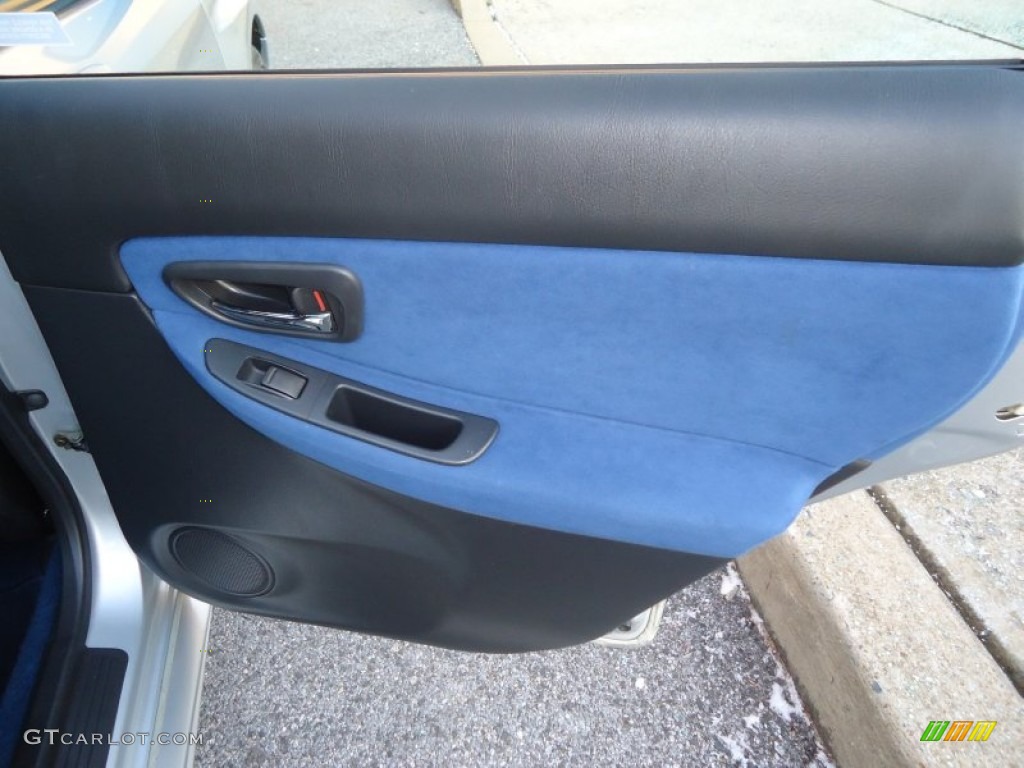 2005 Subaru Impreza WRX STi Black/Blue Ecsaine Door Panel Photo #76309379