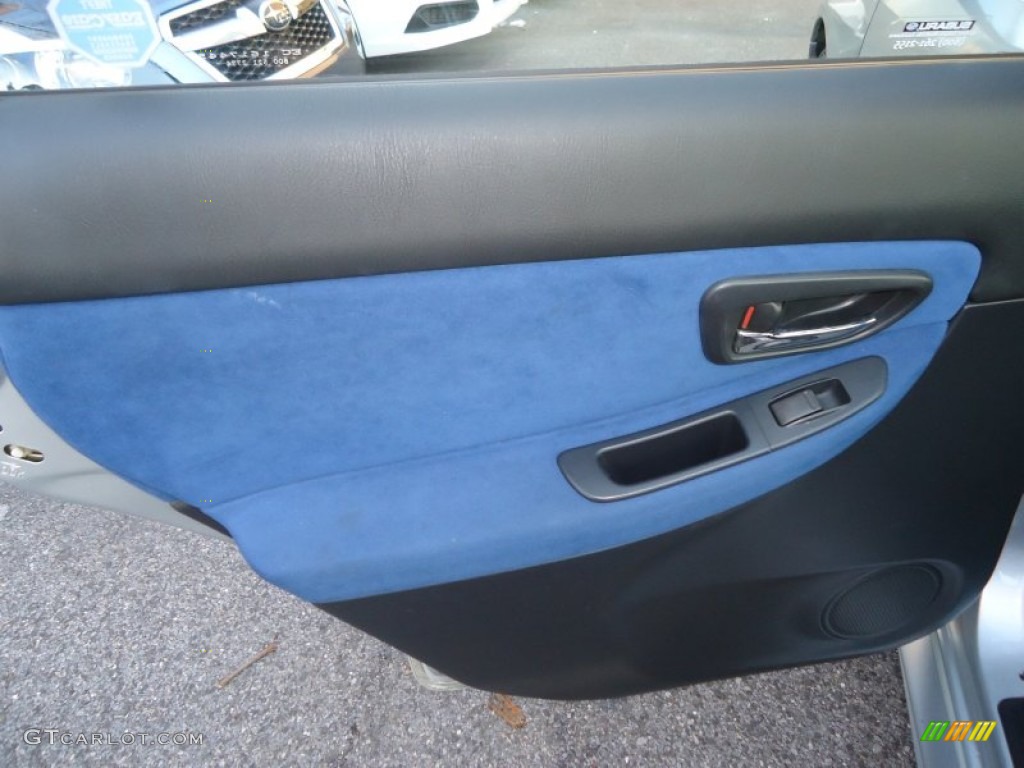 2005 Subaru Impreza WRX STi Black/Blue Ecsaine Door Panel Photo #76309400