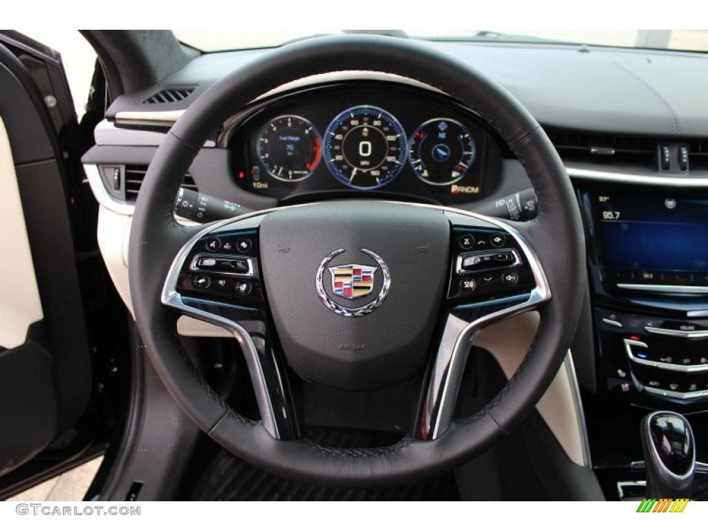 2013 Cadillac XTS Platinum FWD Jet Black/Light Wheat Opus Full Leather Steering Wheel Photo #76313700