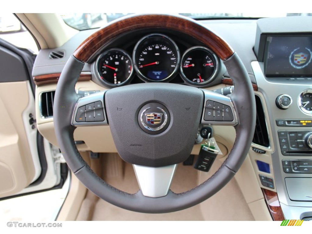 2013 Cadillac CTS 3.6 Sedan Cashmere/Ebony Steering Wheel Photo #76314593