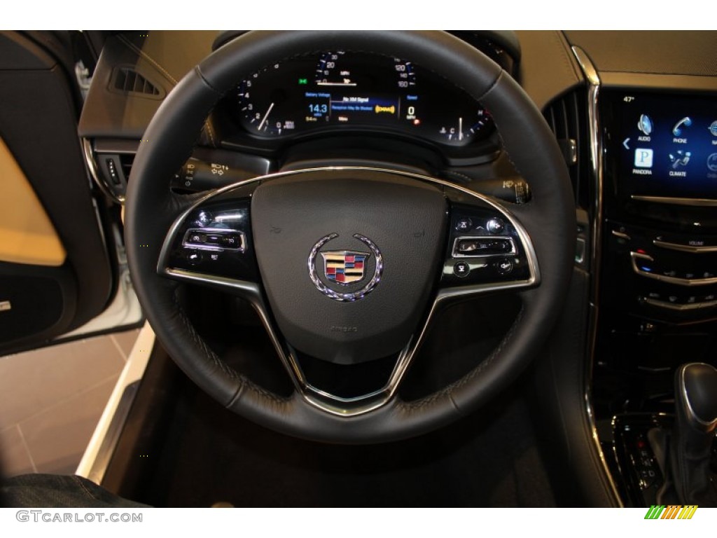 2013 Cadillac ATS 2.0L Turbo Caramel/Jet Black Accents Steering Wheel Photo #76315445