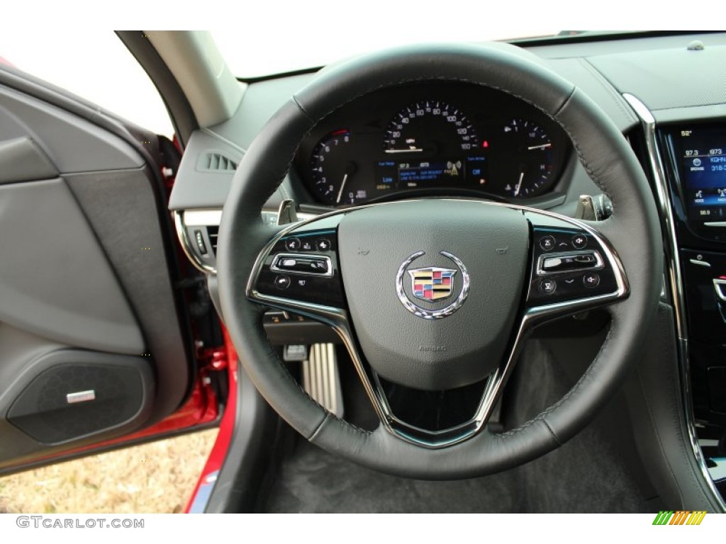 2013 Cadillac ATS 3.6L Performance Jet Black/Jet Black Accents Steering Wheel Photo #76316375