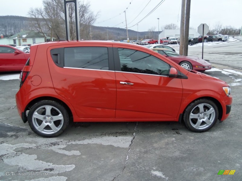 Inferno Orange Metallic 2012 Chevrolet Sonic LTZ Hatch Exterior Photo #76323545