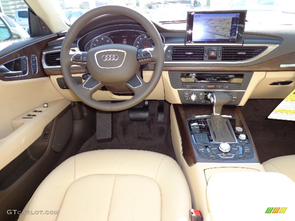 2013 Audi A7 3.0T quattro Premium Plus Velvet Beige Dashboard Photo #76329992