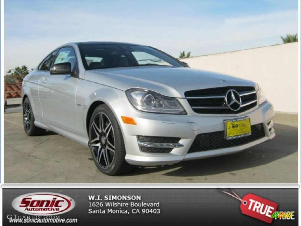 2013 C 250 Coupe - Iridium Silver Metallic / Black/Red Stitch w/DINAMICA Inserts photo #1