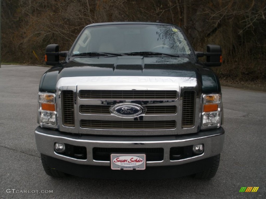 2008 F250 Super Duty Lariat Crew Cab 4x4 - Forest Green Metallic / Camel photo #15