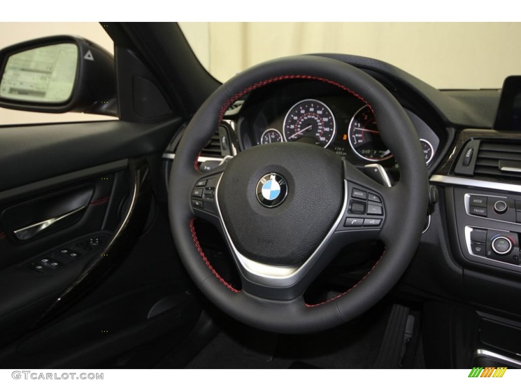 2013 BMW 3 Series 335i Sedan Black Steering Wheel Photo #76334397