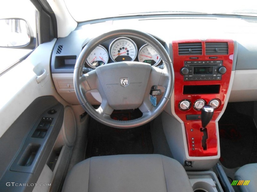 2007 Dodge Caliber SXT Pastel Slate Gray/Red Steering Wheel Photo #76335492