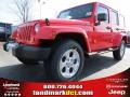 2013 Rock Lobster Red Jeep Wrangler Unlimited Sahara 4x4  photo #1
