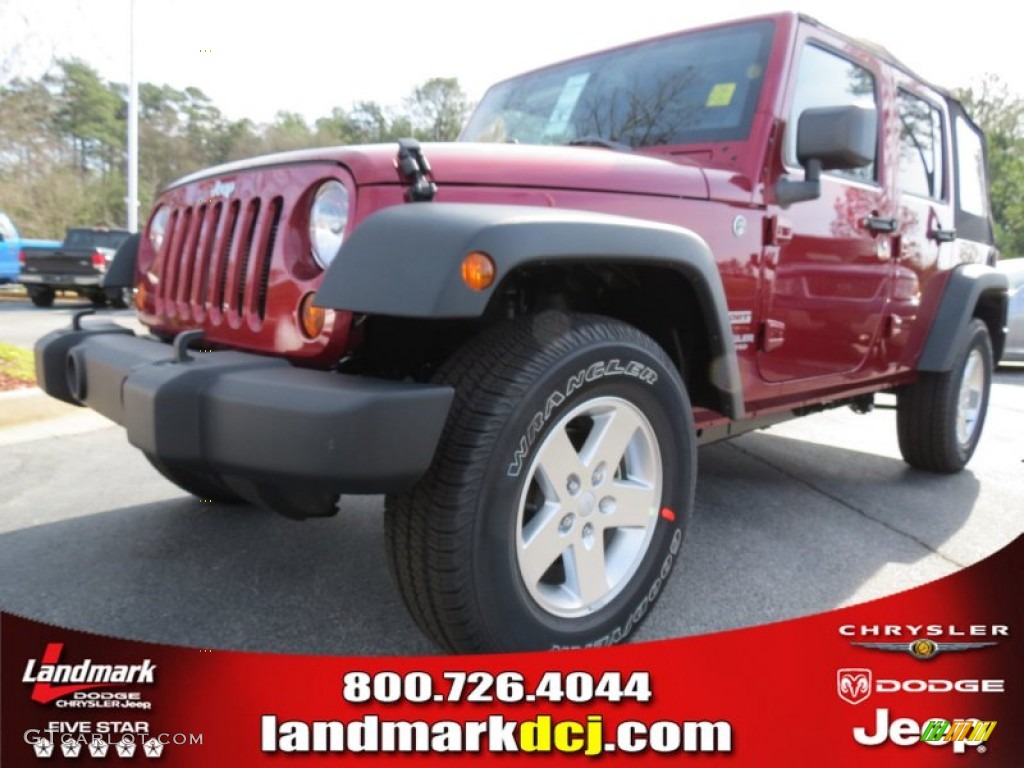 2013 Wrangler Unlimited Sport S 4x4 - Deep Cherry Red Crystal Pearl / Black photo #1