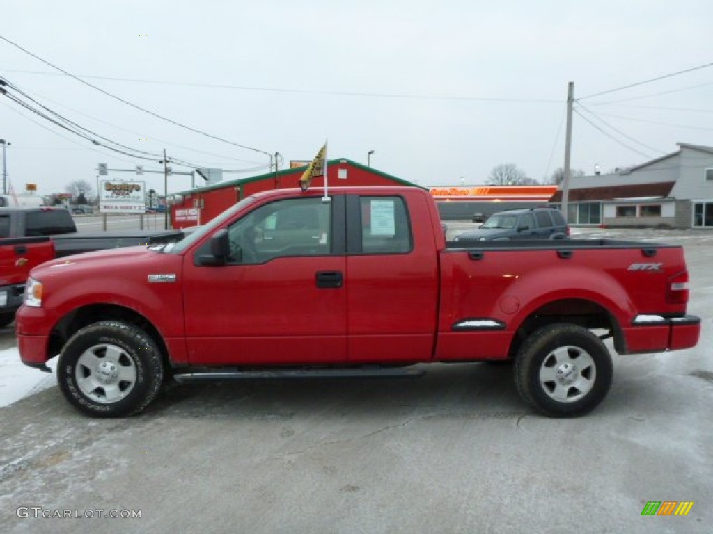 Bright Red 2008 Ford F150 STX SuperCab 4x4 Exterior Photo #76339282