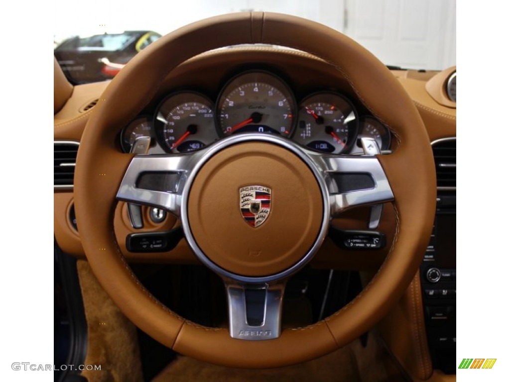 2010 Porsche 911 Turbo Coupe Natural Brown Steering Wheel Photo #76342026