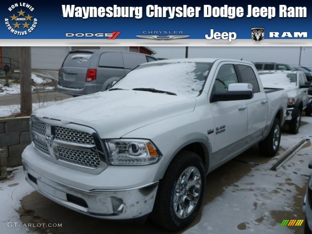 2013 1500 Laramie Crew Cab 4x4 - Bright White / Canyon Brown/Light Frost Beige photo #1