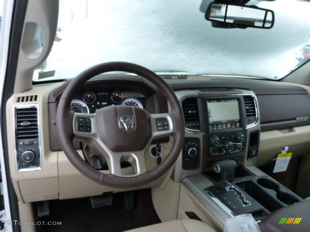 2013 Ram 1500 Laramie Crew Cab 4x4 Canyon Brown/Light Frost Beige Dashboard Photo #76342531