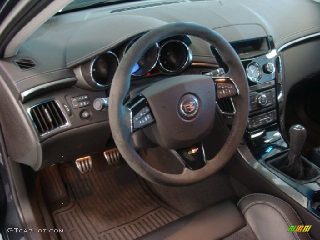 2013 Cadillac CTS -V Sport Wagon Ebony Steering Wheel Photo #76344517