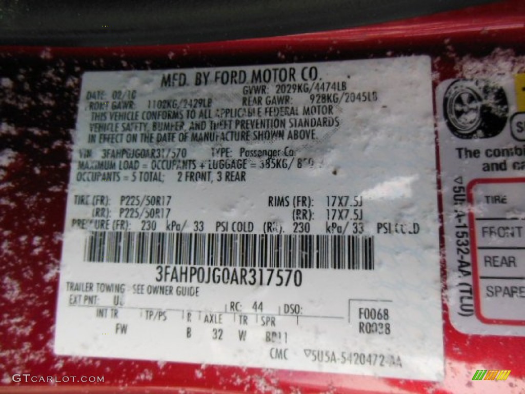 2010 Fusion SEL V6 - Red Candy Metallic / Charcoal Black photo #25