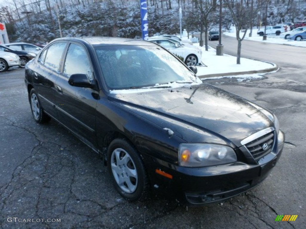 2005 Elantra GLS Sedan - Black Obsidian / Gray photo #5