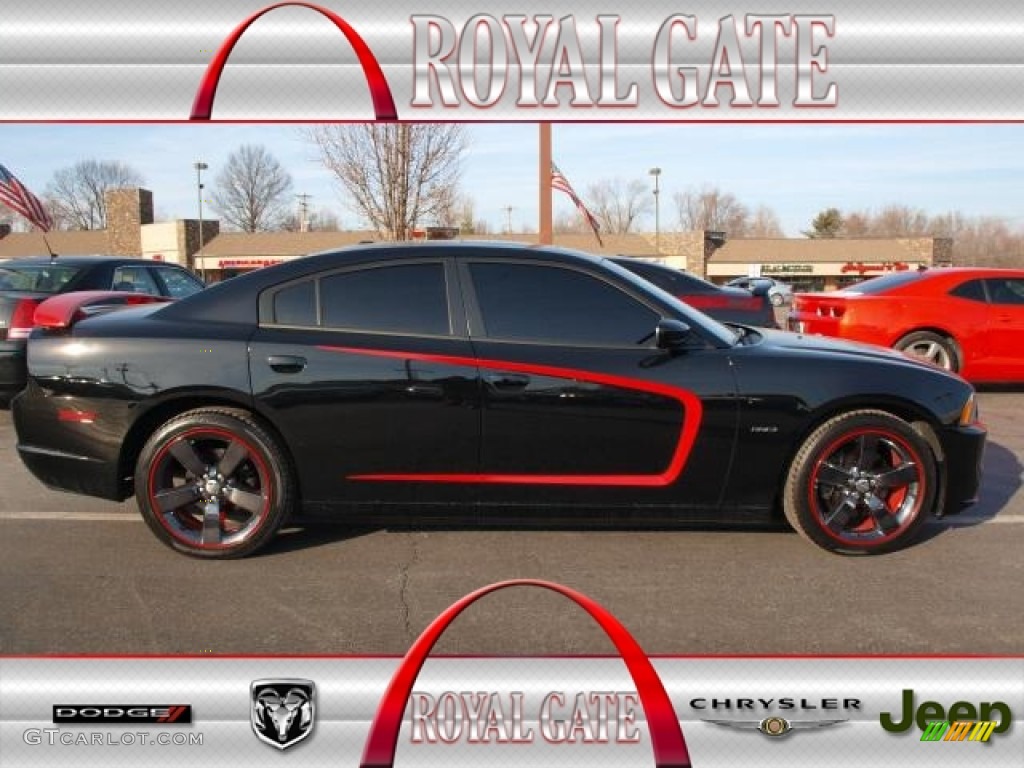 2012 Charger R/T Max - Pitch Black / Black/Red photo #1