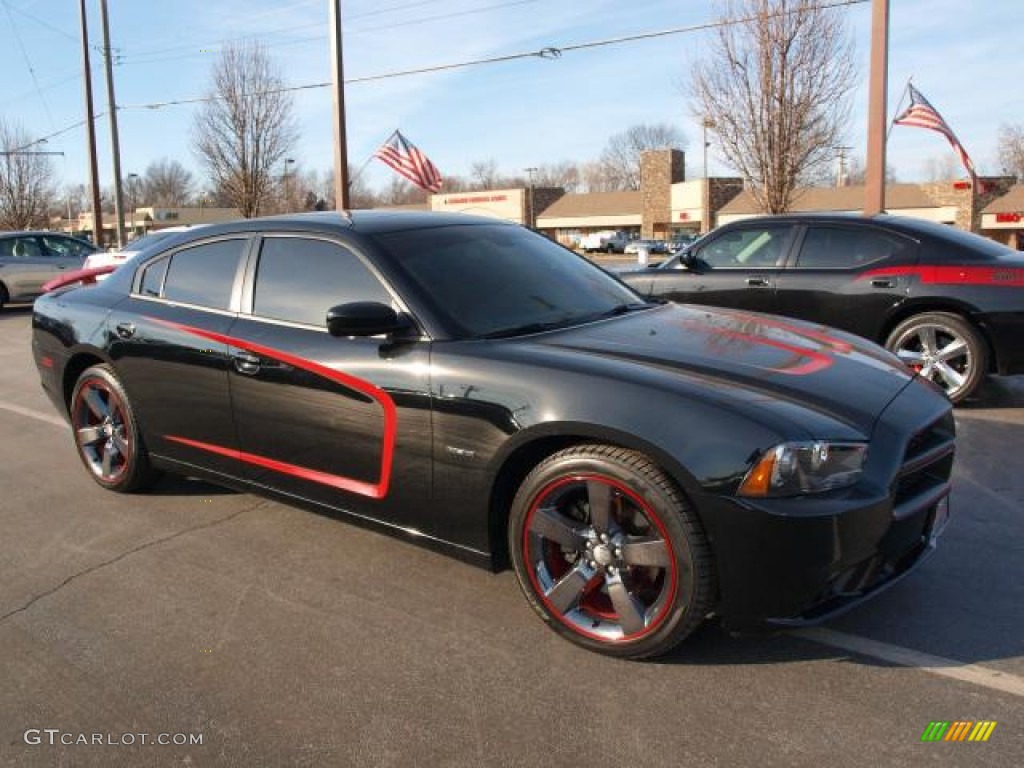 2012 Charger R/T Max - Pitch Black / Black/Red photo #2