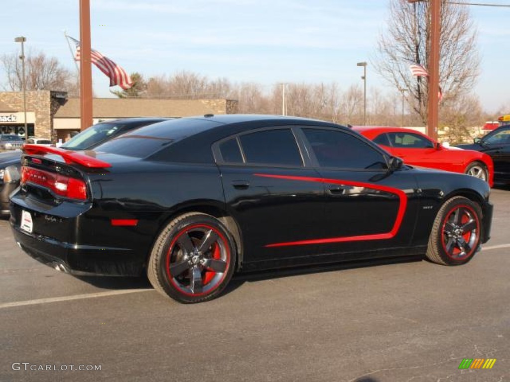 2012 Charger R/T Max - Pitch Black / Black/Red photo #3