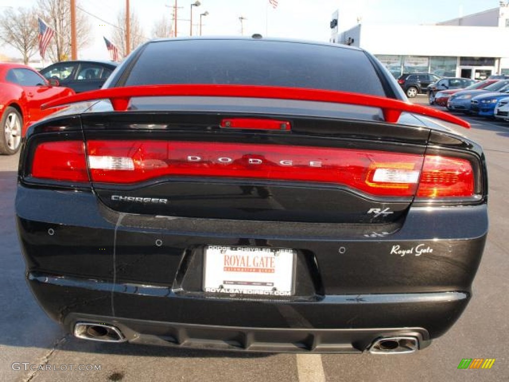 2012 Charger R/T Max - Pitch Black / Black/Red photo #5