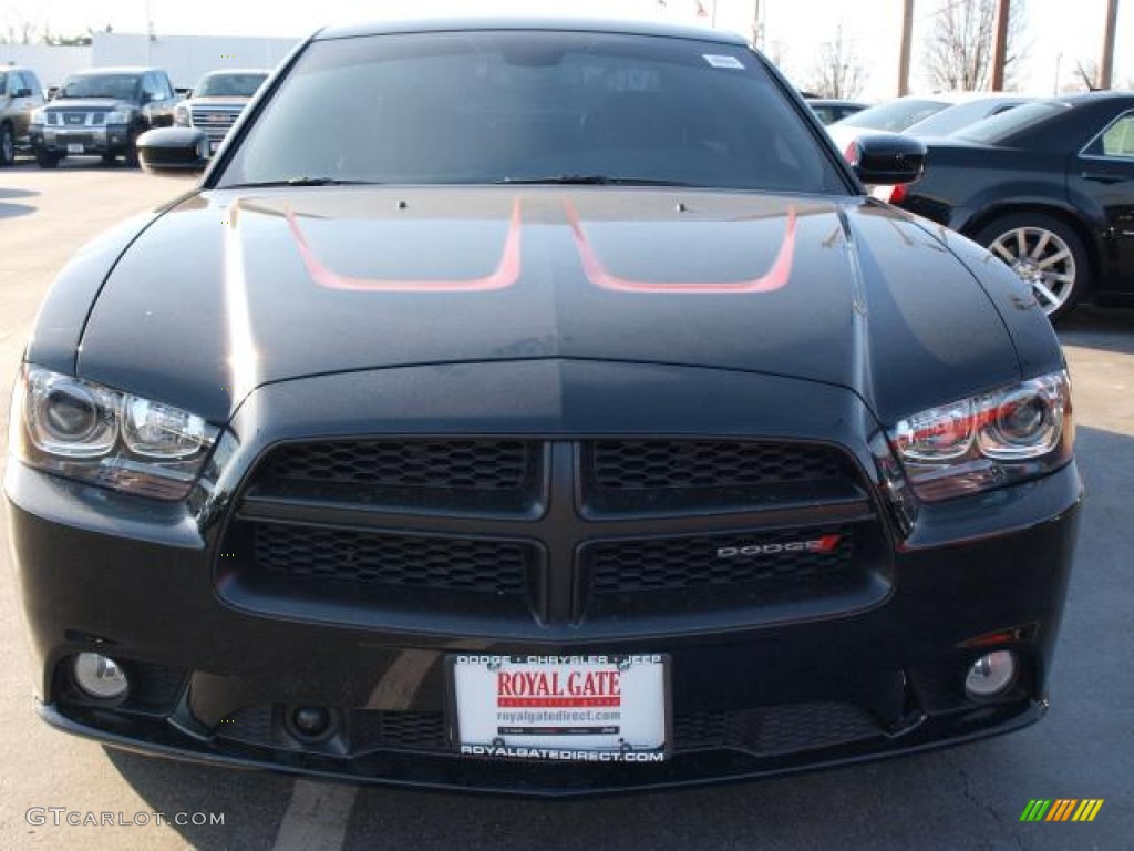 2012 Charger R/T Max - Pitch Black / Black/Red photo #7