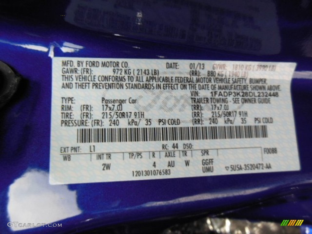 2013 Focus Color Code L1 for Performance Blue Photo #76350224