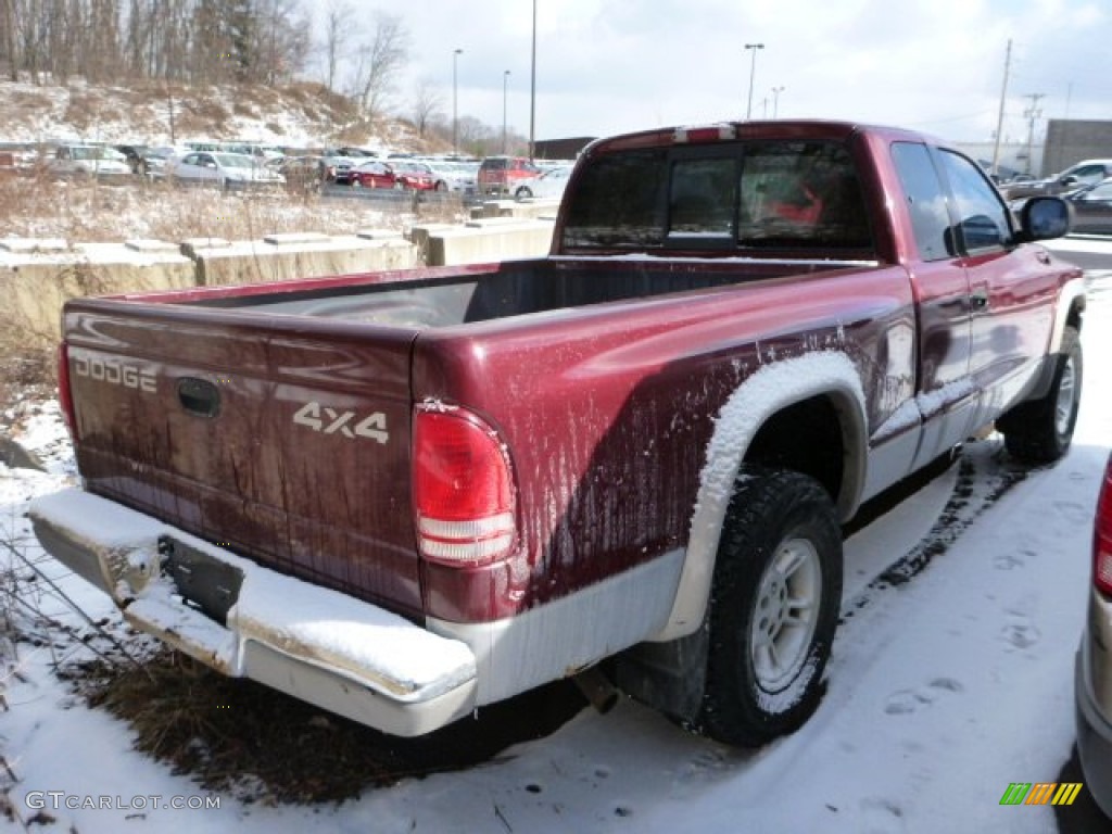 2000 Dakota SLT Extended Cab 4x4 - Dark Garnet Red Pearl Coat / Agate photo #2