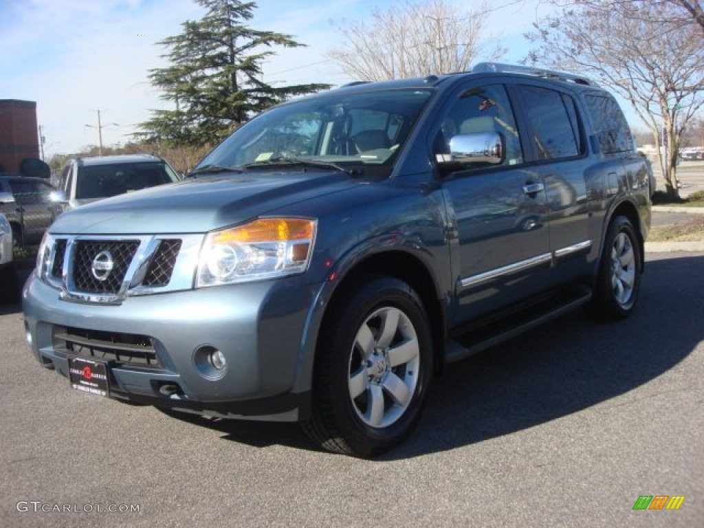 2010 Armada Titanium 4WD - Lakeshore Slate Blue Metallic / Stone photo #7