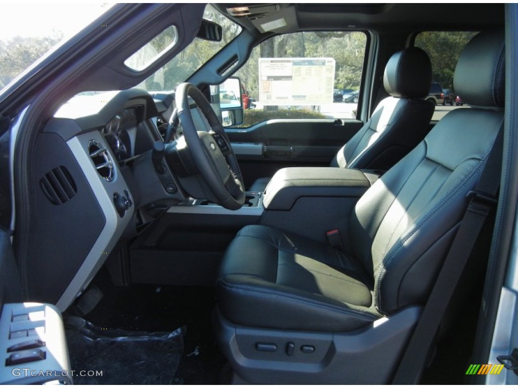Black Interior 2013 Ford F450 Super Duty Lariat Crew Cab 4x4 Photo #76355719