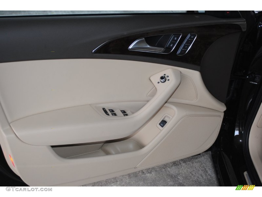 2013 Audi A6 3.0T quattro Sedan Velvet Beige Door Panel Photo #76359871