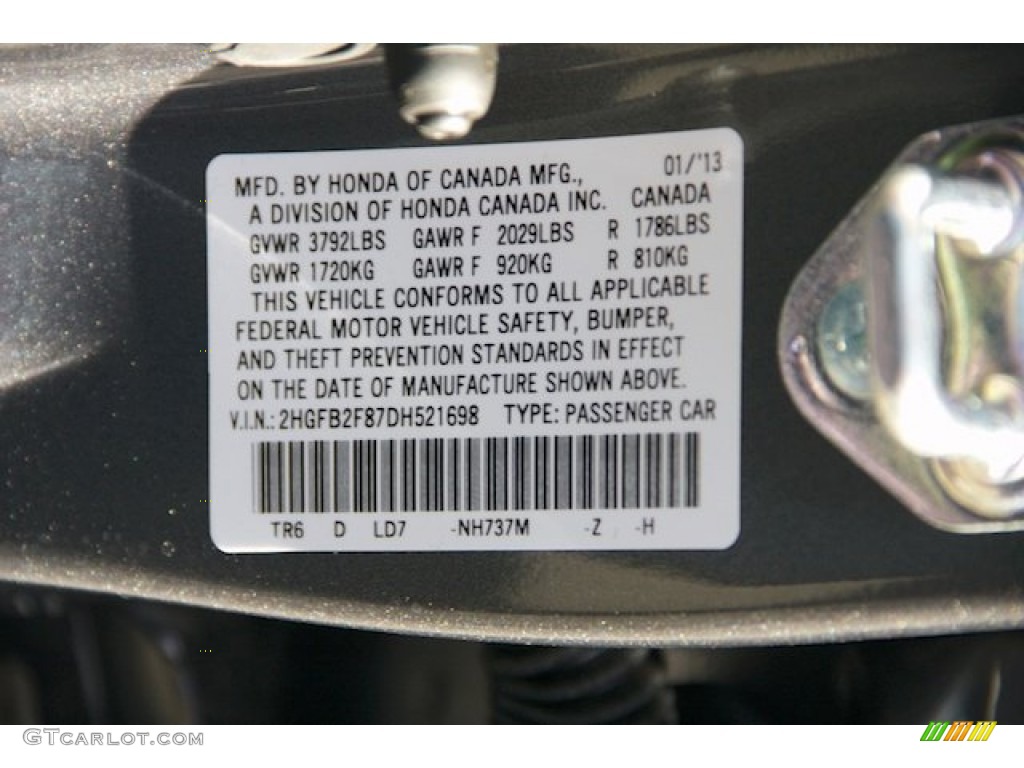 2013 Civic EX Sedan - Polished Metal Metallic / Black photo #19