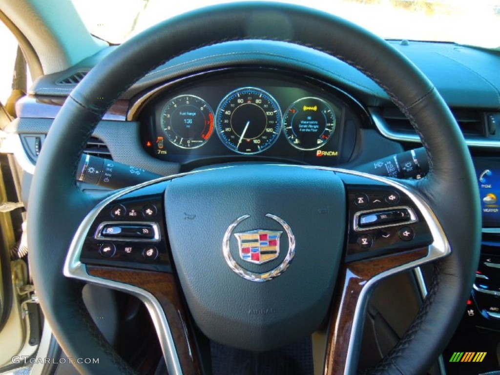 2013 Cadillac XTS Premium FWD Jet Black Steering Wheel Photo #76360156