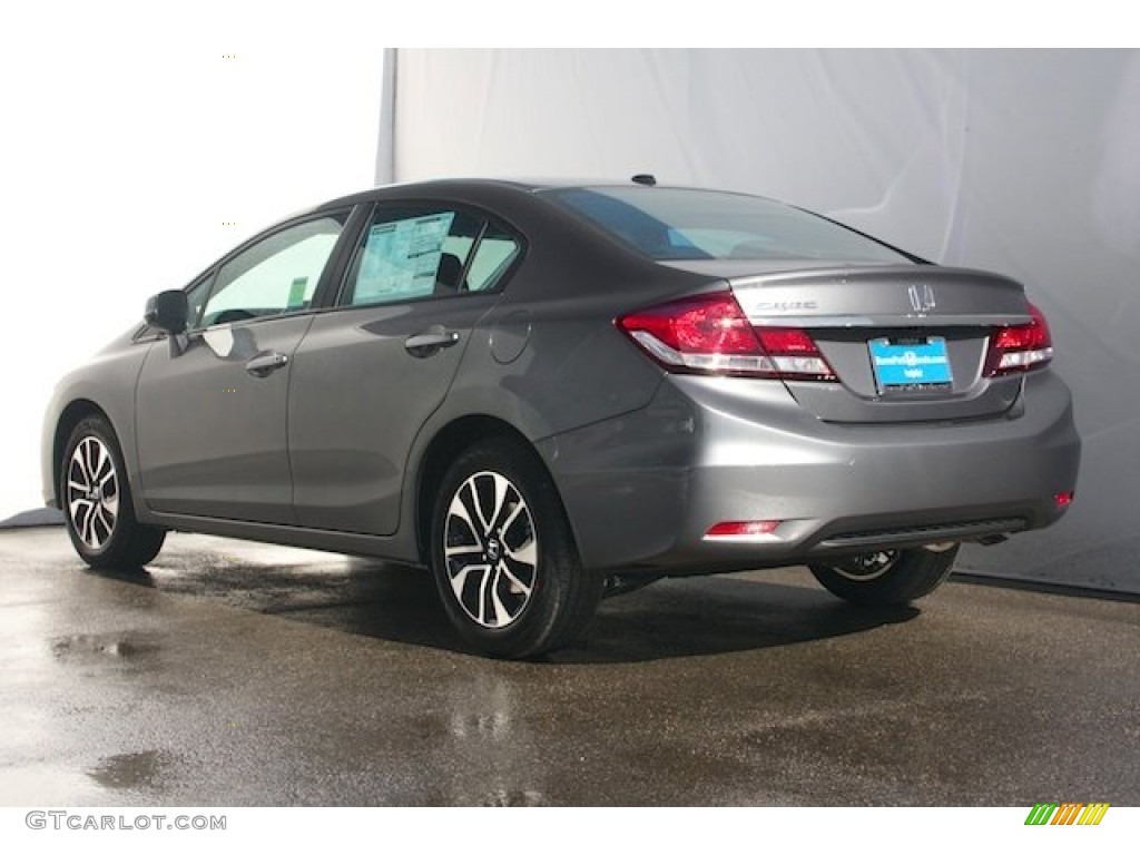 2013 Civic EX-L Sedan - Polished Metal Metallic / Gray photo #2
