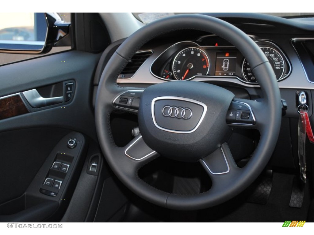 2013 Audi A4 2.0T Sedan Black Steering Wheel Photo #76362703