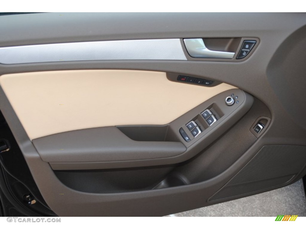 2013 Audi A4 2.0T quattro Sedan Velvet Beige/Moor Brown Door Panel Photo #76363446
