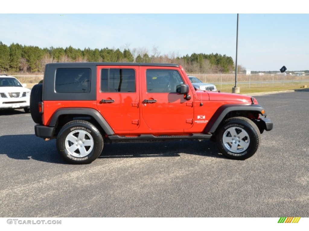 Flame Red 2007 Jeep Wrangler Unlimited X 4x4 Exterior Photo #76368741