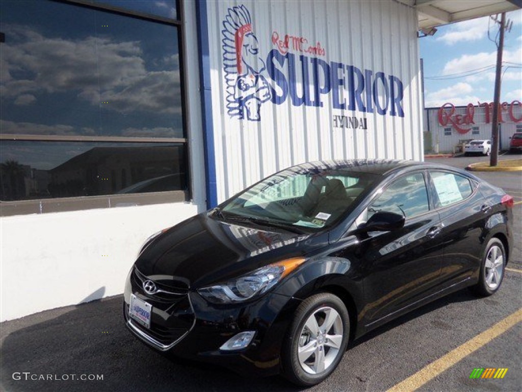 2013 Elantra GLS - Midnight Black / Beige photo #1