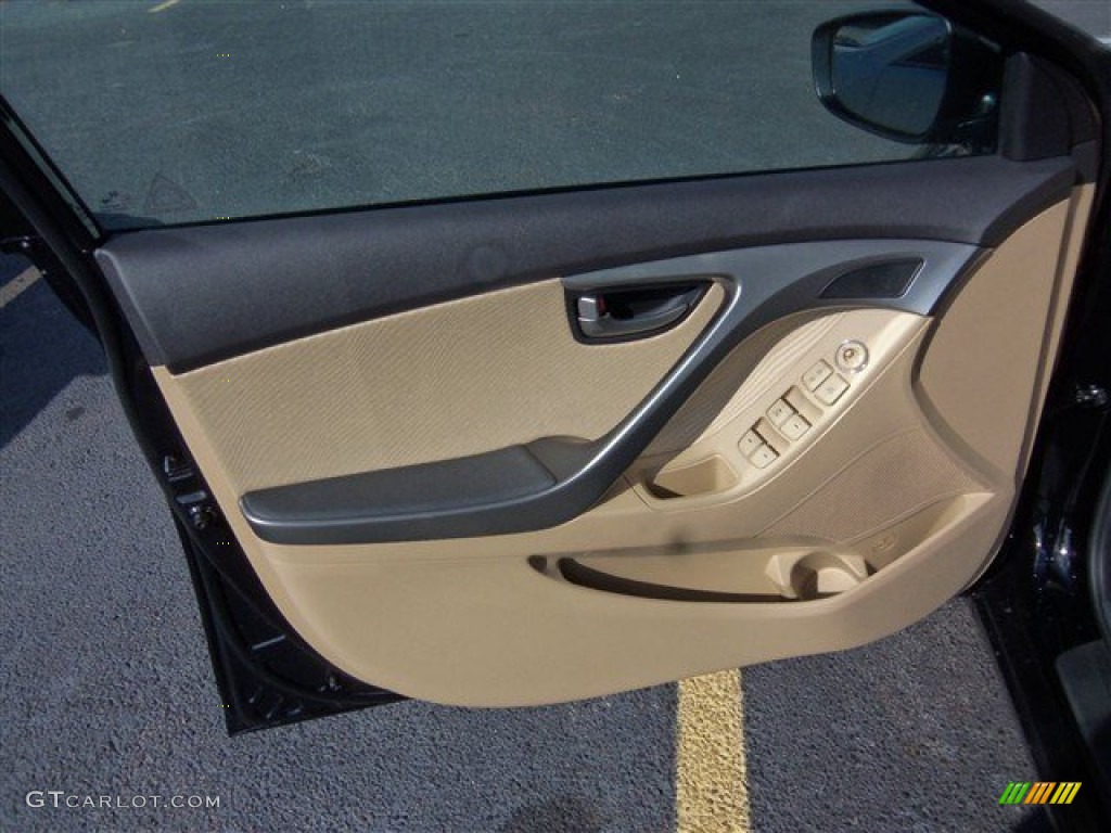 2013 Elantra GLS - Midnight Black / Beige photo #7