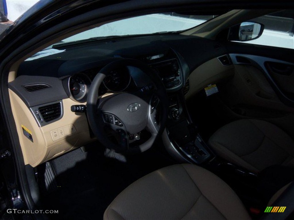 2013 Elantra GLS - Midnight Black / Beige photo #8