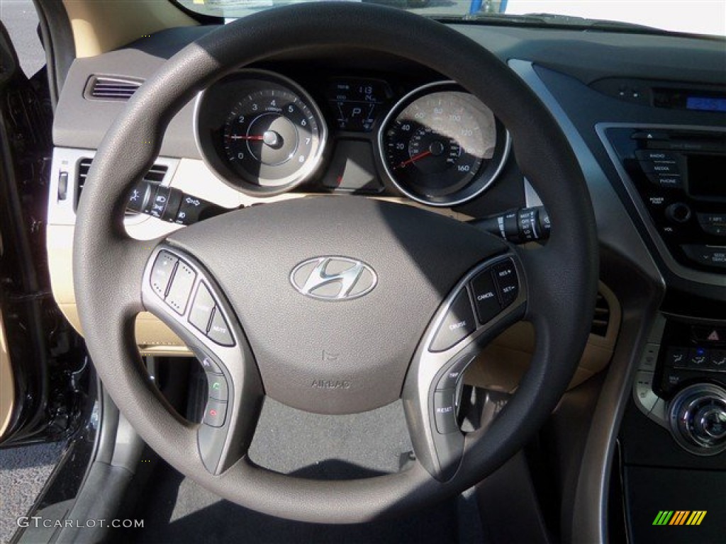 2013 Elantra GLS - Midnight Black / Beige photo #12