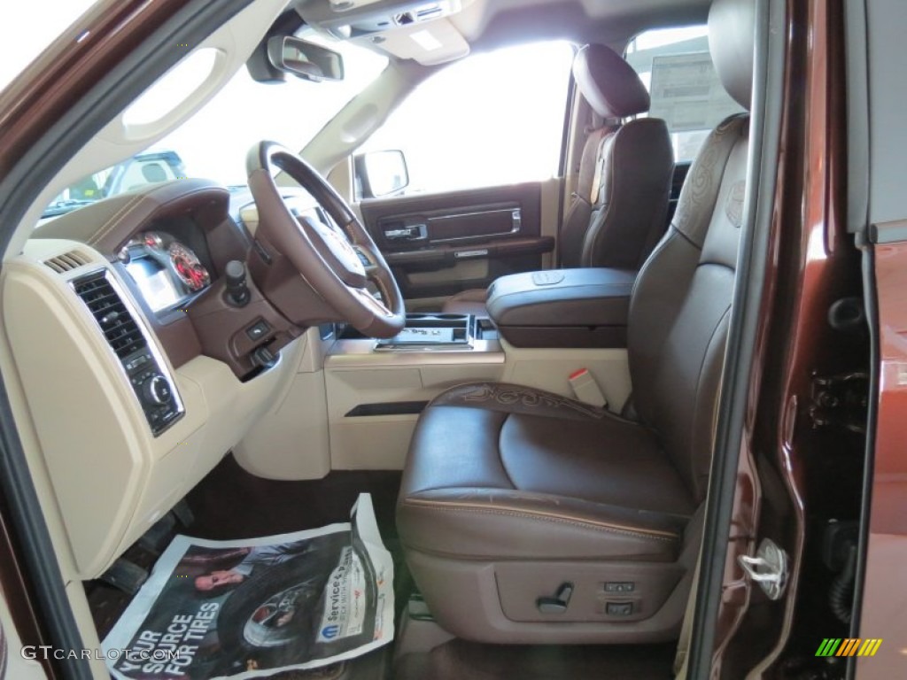 Canyon Brown/Light Frost Beige Interior 2013 Ram 1500 Laramie Longhorn Crew Cab Photo #76372960