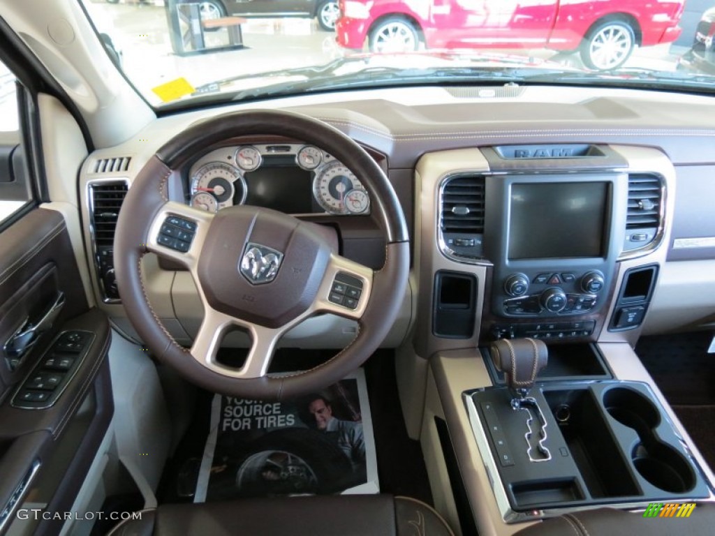 2013 Ram 1500 Laramie Longhorn Crew Cab Canyon Brown/Light Frost Beige Dashboard Photo #76372996