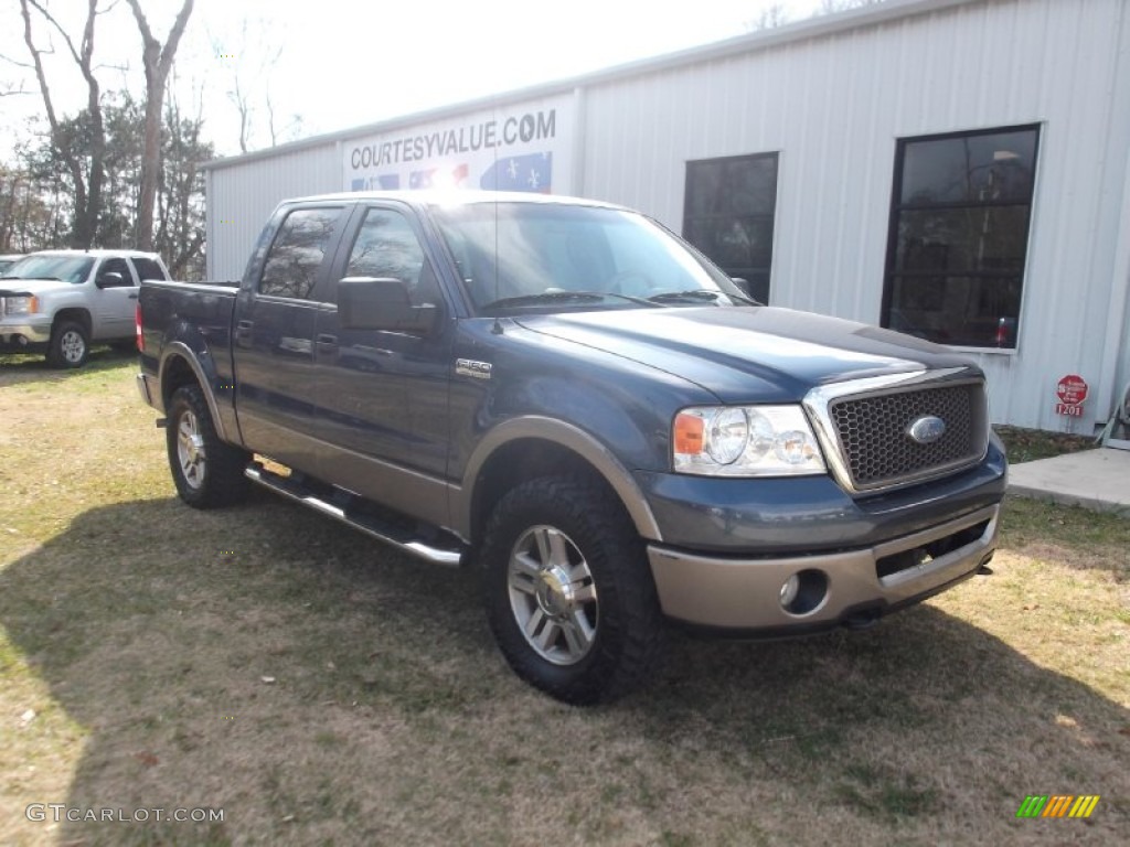 2006 F150 Lariat SuperCrew 4x4 - Medium Wedgewood Blue Metallic / Tan photo #2