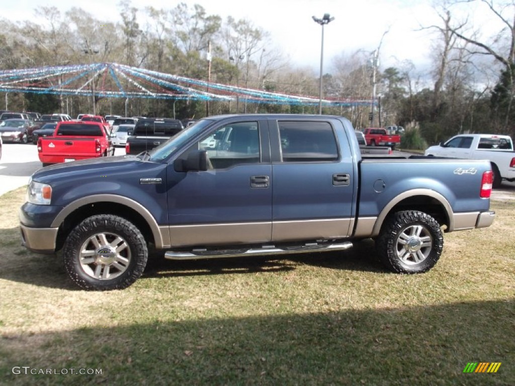 2006 F150 Lariat SuperCrew 4x4 - Medium Wedgewood Blue Metallic / Tan photo #3